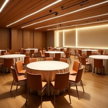 Clean commercial breakroom and shared dining area